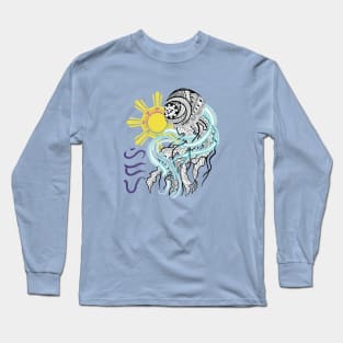 Tribal line Art Jellyfish / Baybayin word Hiraya (Imagination) Long Sleeve T-Shirt
